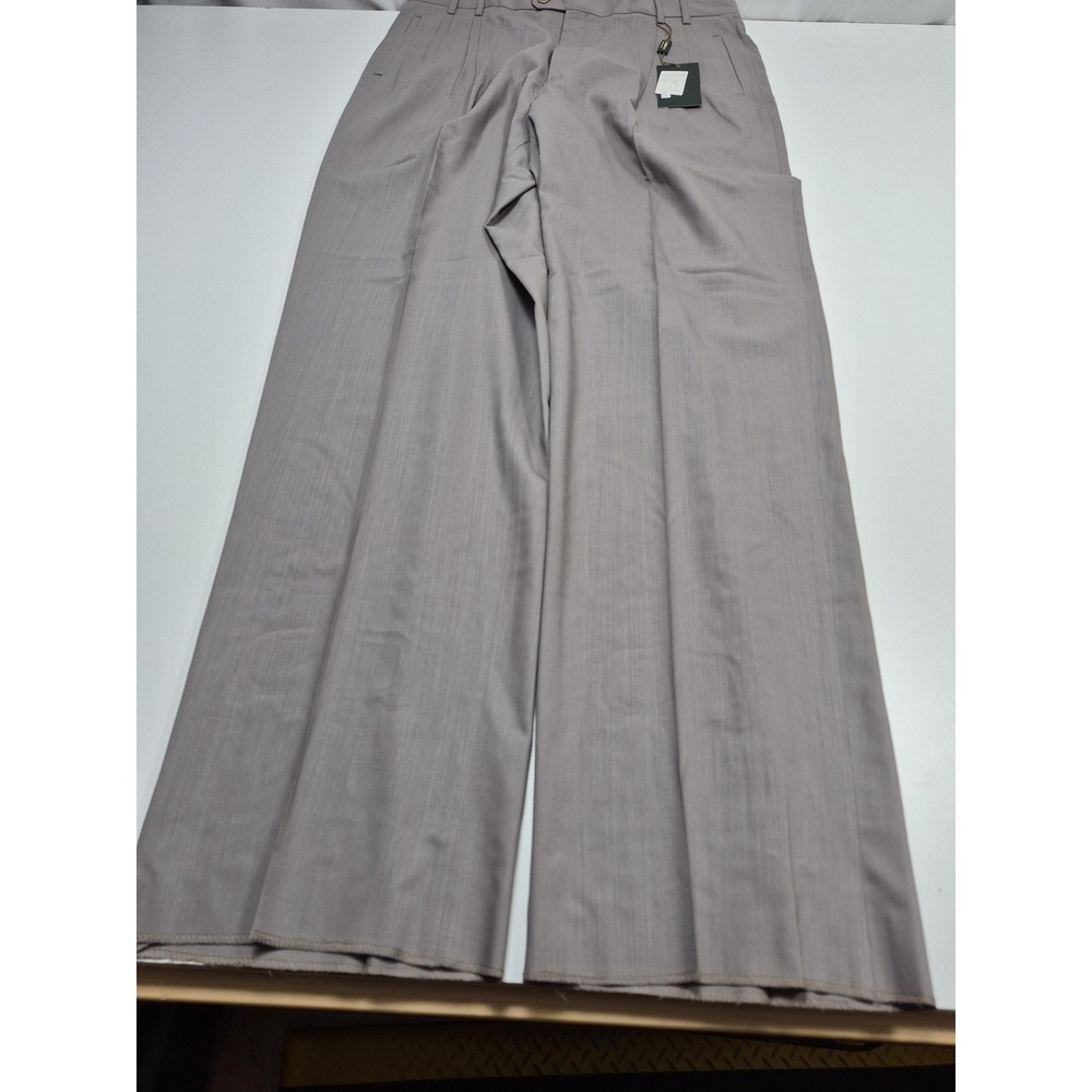 Zanieri Dress Pants Mens 38x36 Gray Wool Pleated Straight Italy Unhemmed NWT